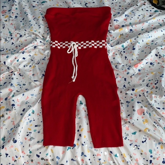 red bodycon romper